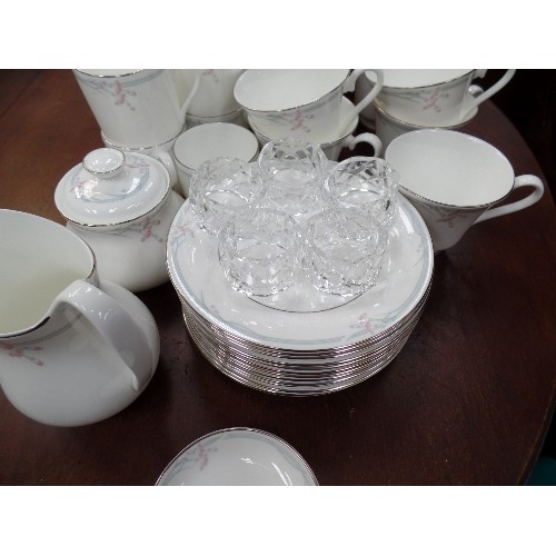 VERY LARGE ROYAL DOULTON 'CARNATION' TEA & COFFEE SERVICE. COMPRISING COFFEE POT, TEAPOT, 13 TEA CUP