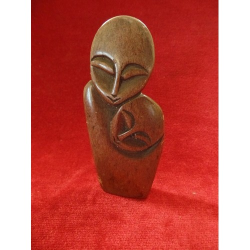 144H - HAND CARVED STONE MODERN MADONNA AND CHILD