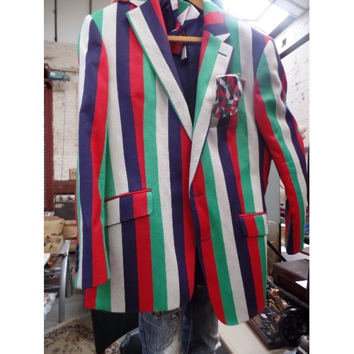 125B - GOOD QUALITY GENTLEMANS BESPOKE STRIPED BLAZER [REGATTA/ BRITISH OR IRISH LIONS] BY PERFECTLY ATTIRE... 