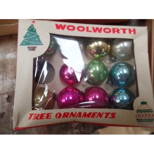 140A - QUANTITY OF VINTAGE CHRISTMAS BAUBLES, CONTAINED WITHIN 6 CARD BOXES. SOME ARE HAND-PAINTED, SOME WI... 