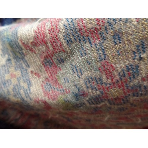 127A - A VINTAGE FINE WOOL CARPET IN PERSIAN PATTERN IN SHADES OF RED, BLUE AND CREAM - 1209CM X 185CM