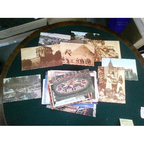 356 - COLLECTION OF POSTCARDS AND PHOTOGRAPHS EARLY TO LATE 2OTH CENTURY. INCLUDES WW1 SILK POSTCARD 