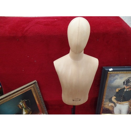 379 - A GOOD QUALITY MANNEQUIN WITH HEAD, BY DIJCKMAN  & DIJCKMAN THREE STAR TAILORS, ON A METAL TRIPOD BA... 