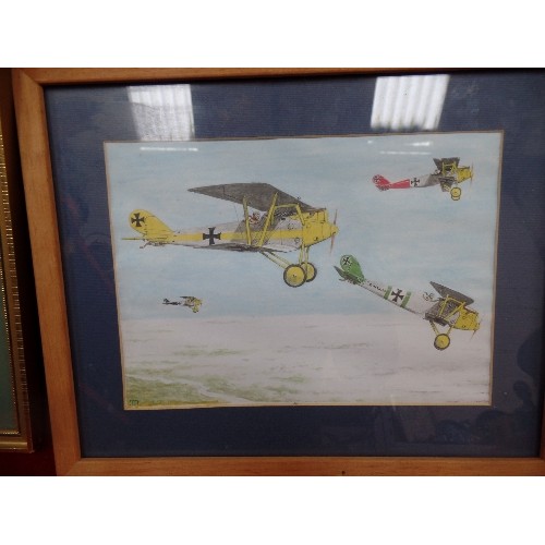 385B - TWO FRAMED PRINTS OF WW1 AIRCRAFT INCLUDING VICKERS FB5 GUNBUS No 19 OF 1915