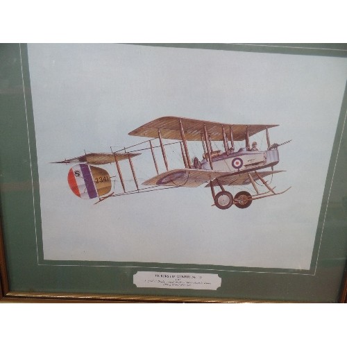 385B - TWO FRAMED PRINTS OF WW1 AIRCRAFT INCLUDING VICKERS FB5 GUNBUS No 19 OF 1915