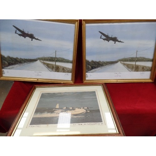 385D - TWO FRAMED LIMITED EDITION PRINTS (250 PRINT RUN) OF A LANCASTER BOMBER 