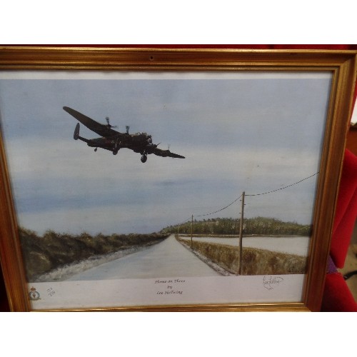 385D - TWO FRAMED LIMITED EDITION PRINTS (250 PRINT RUN) OF A LANCASTER BOMBER 