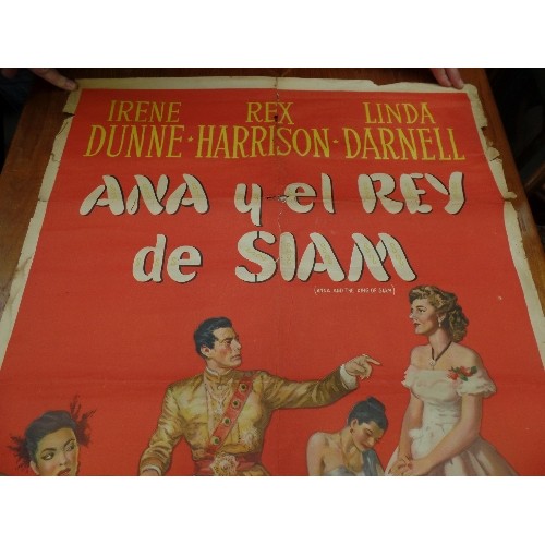 357 - RARE ORIGINAL 1946 ARGENTINIAN MOVIE POSTER FOR ANNA AND THE KING OF SIAM - STARRED REX HARRISON, IR... 