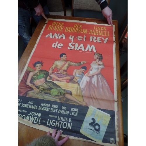 357 - RARE ORIGINAL 1946 ARGENTINIAN MOVIE POSTER FOR ANNA AND THE KING OF SIAM - STARRED REX HARRISON, IR... 