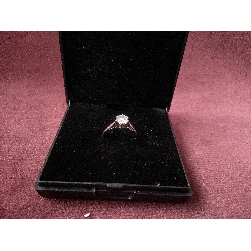 47A - AN 18ct GOLD AND DIAMOND SOLITAIRE  ENGAGEMENT RING .50crt BRIGHT CUT DIAMOND SIZE H