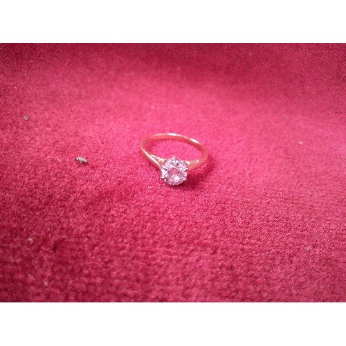 47A - AN 18ct GOLD AND DIAMOND SOLITAIRE  ENGAGEMENT RING .50crt BRIGHT CUT DIAMOND SIZE H