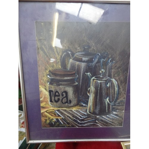 154 - THREE LATE 20TH CENTURY ORIGINAL PASTEL DRAWINGS - STILL LIVES BY S.N.A. WELLS, BRENTWOOD - ONE DATE... 