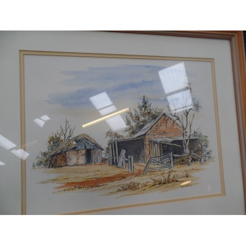 158 - AUSTRALIAN ART. A LARGE LATE 20TH CENTURY OIL PAINTING ON BOARD OF A HOMESTEAD WITH TREES SIGNED 