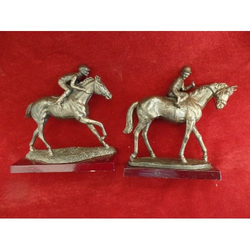 73 - A PAIR OF RACE HORSE WITH JOCKEY FIGURES.