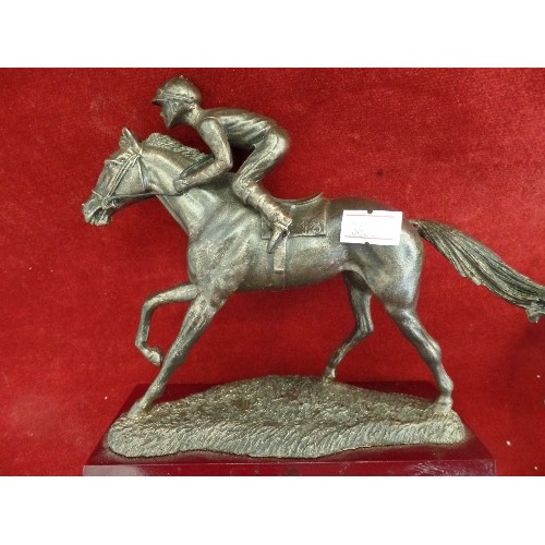 73 - A PAIR OF RACE HORSE WITH JOCKEY FIGURES.