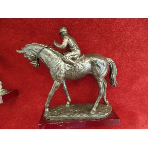 73 - A PAIR OF RACE HORSE WITH JOCKEY FIGURES.