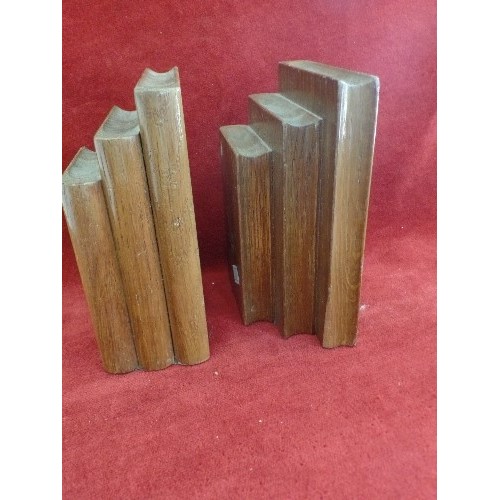 93 - PAIR OF WOODEN 'BOOKS' BOOK-ENDS.