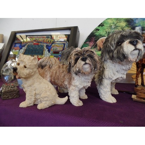 146 - 3 X LARGE RESIN DOG FIGURES.