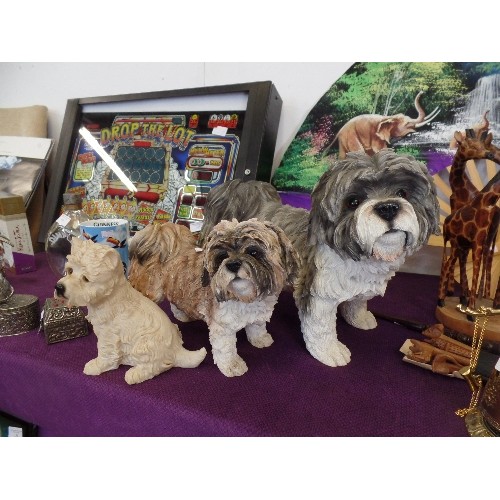 146 - 3 X LARGE RESIN DOG FIGURES.