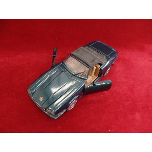 195 - LARGE CORGI SCALE MODEL JAGUAR SOFT-TOP CAR IN FORREST GREEN.