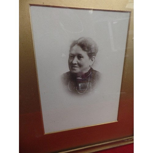 198 - PAIR OF VINTAGE GILT PHOTOGRAPH FRAMES WITH GLASS, CONTAINING SEPIA PHOTOGRAPHS.