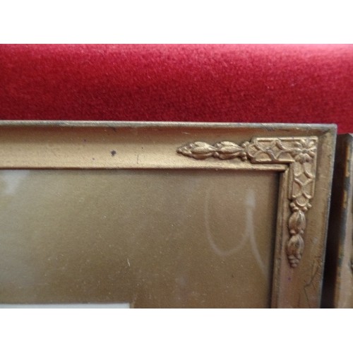 198 - PAIR OF VINTAGE GILT PHOTOGRAPH FRAMES WITH GLASS, CONTAINING SEPIA PHOTOGRAPHS.