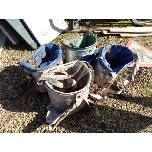 376 - 4 X ALUMINIUM & CANVAS FRUIT-PICKERS 'BASKET' WITH HARNESS.