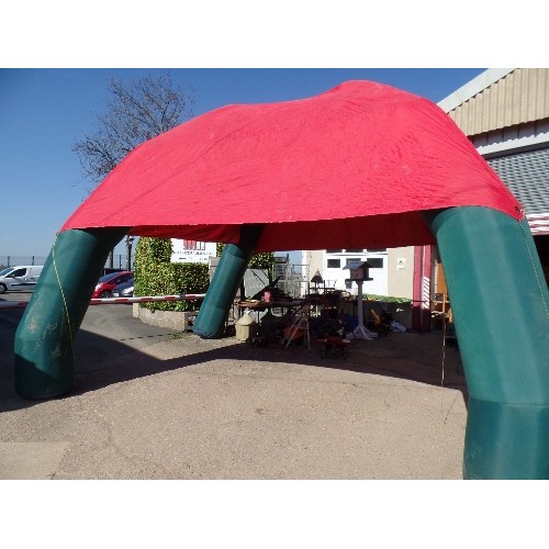 361 - VERY LARGE INFLATABLE GAZEBO, WITH 4 GIANT LEGS. TOGETHER WITH INFLATION GENERATOR UNIT ETC.