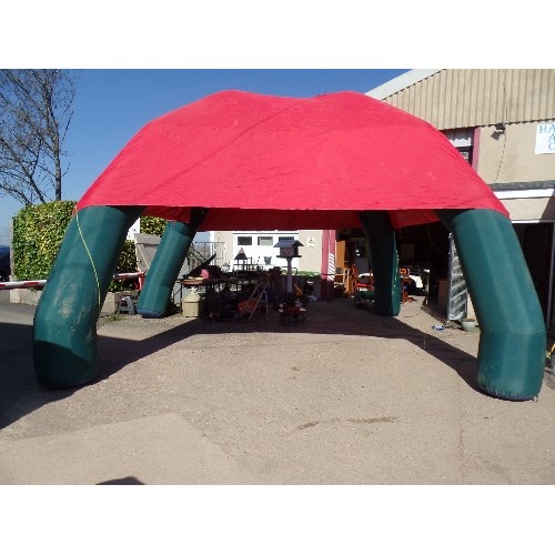 361 - VERY LARGE INFLATABLE GAZEBO, WITH 4 GIANT LEGS. TOGETHER WITH INFLATION GENERATOR UNIT ETC.