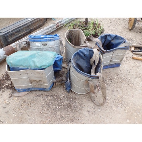 402 - 5 X ALUMINIUM & CANVAS FRUIT-PICKERS 'BASKET' WITH HARNESS.