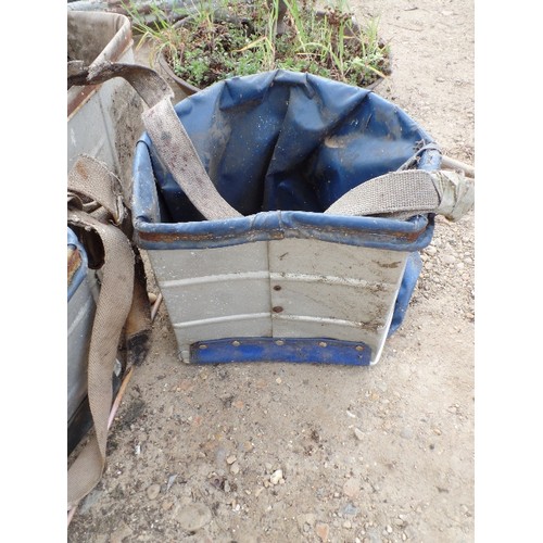 402 - 5 X ALUMINIUM & CANVAS FRUIT-PICKERS 'BASKET' WITH HARNESS.