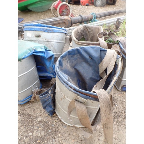 402 - 5 X ALUMINIUM & CANVAS FRUIT-PICKERS 'BASKET' WITH HARNESS.