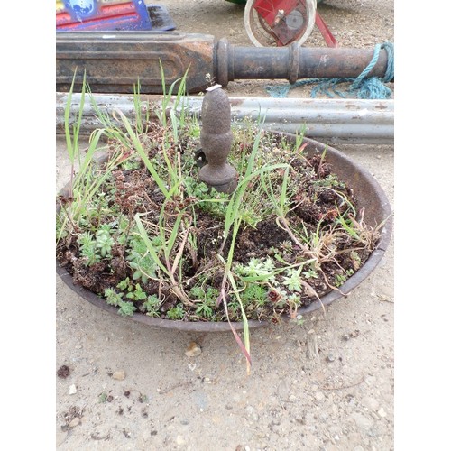 403 - CIRCULAR CAST IRON FEED TROUGH PLANTER.