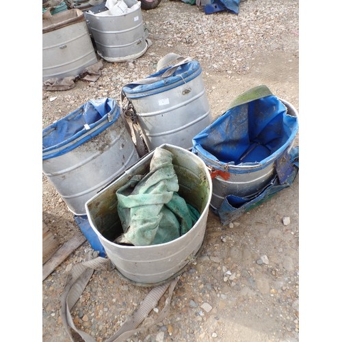 411 - 4 X ALUMINIUM & CANVAS FRUIT-PICKERS 'BASKETS' WITH HARNESS.