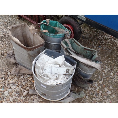 412 - 4 X ALUMINIUM & CANVAS FRUIT-PICKERS 'BASKETS' WITH HARNESS.