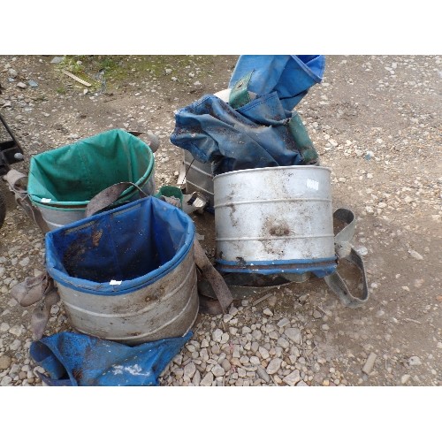 413 - 4 X ALUMINIUM & CANVAS FRUIT-PICKERS 'BASKETS' WITH HARNESS.