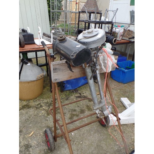 420 - BRITISH SEAGULL OUTBOARD MOTOR, WITH TESTING / STORAGE STAND.