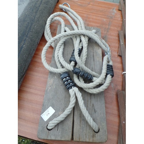 358 - TRADITIONAL WOOD & ROPE GARDEN SWING.