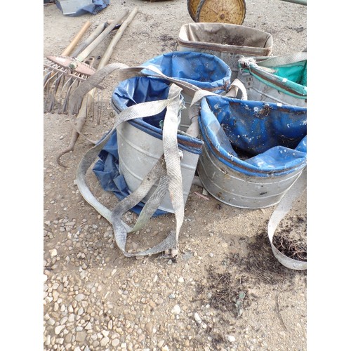 407 - 5 X ALUMINIUM & CANVAS FRUIT-PICKERS 'BASKET' WITH HARNESS.