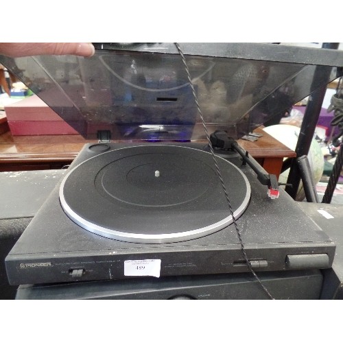 489 - PIONEER HIFI SYSTEM. STEREO TURNTABLE. CD DECK RECIEVER, STEREO TUNER, DOUBLE CASSETTE DECK, CD PLAY... 