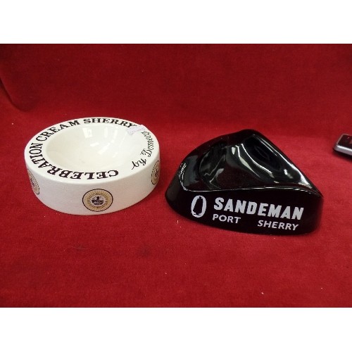 499 - WADE CELEBRATION CREAM SHERRY DOMECQ. HCW SANDEMAN PORT SHERRY ASHTRAYS.