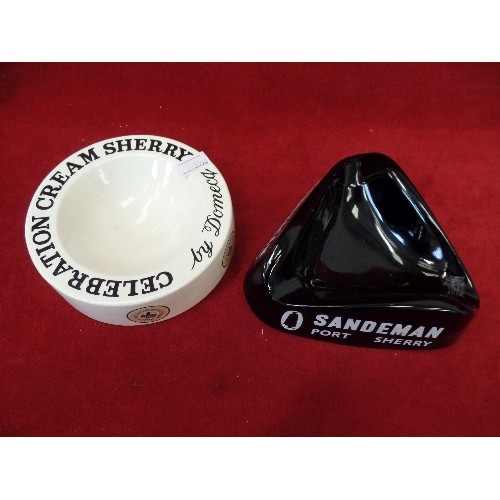 499 - WADE CELEBRATION CREAM SHERRY DOMECQ. HCW SANDEMAN PORT SHERRY ASHTRAYS.