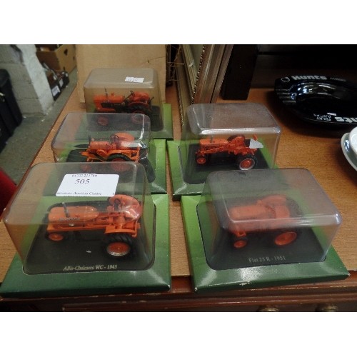 505 - COLLECTION OF 5 BOXED HACHETTE PARTWORKS DIE-CAST TRACTORS.