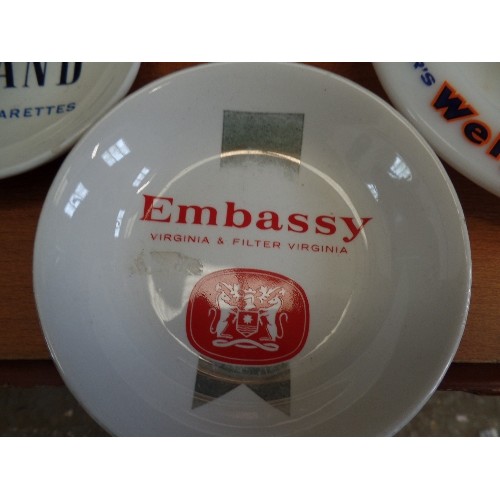 506 - 5 X BRANDED ADVERTISING PUB ASHTRAYS. PLAYERS WEIGHTS, EMBASSY, STRAND TIPPED CIGS, PLAYERS, HUNTS M... 