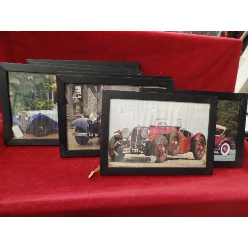 482 - SET OF 8 FRAMED/GLAZED CLASSIC CAR PHOTOGRAPHS.