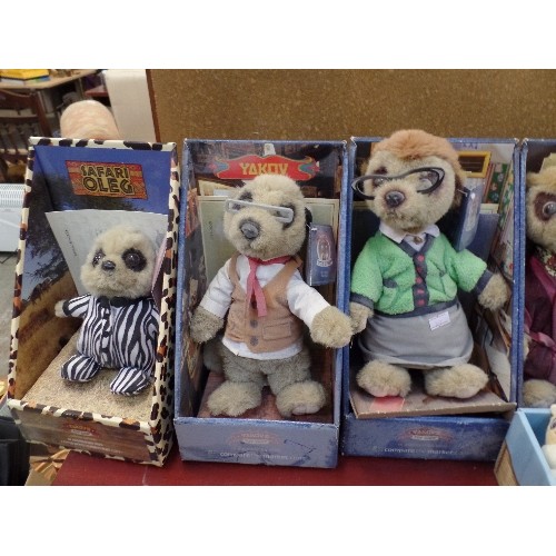 718 - 6 X COMPARE THE MARKET MEERKATS. ORIGINAL BOXES,  WITH CERTS OF AUTH.