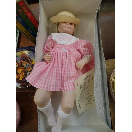 606 - BOXED EILEEN ARMITAGE BISQUE PORCELAIN HAND-PAINTED COLLECTORS DOLL. NAMED 'TOOTSIE' WITH CERT OF AU... 