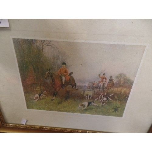 661 - A PAIR OF FOX-HUNT THEMED PICTURES. FRAMED/GLAZED.