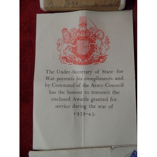 50 - DEFENCE MEDAL IN ORIGINAL BOX AND PAPERWORK FOR F.L MOSS AND A SOLDIERS RELEASE BOOK AND SOLDIERS SE... 