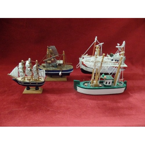 107 - 4 X SMALL WOODEN FISHING BOATS.